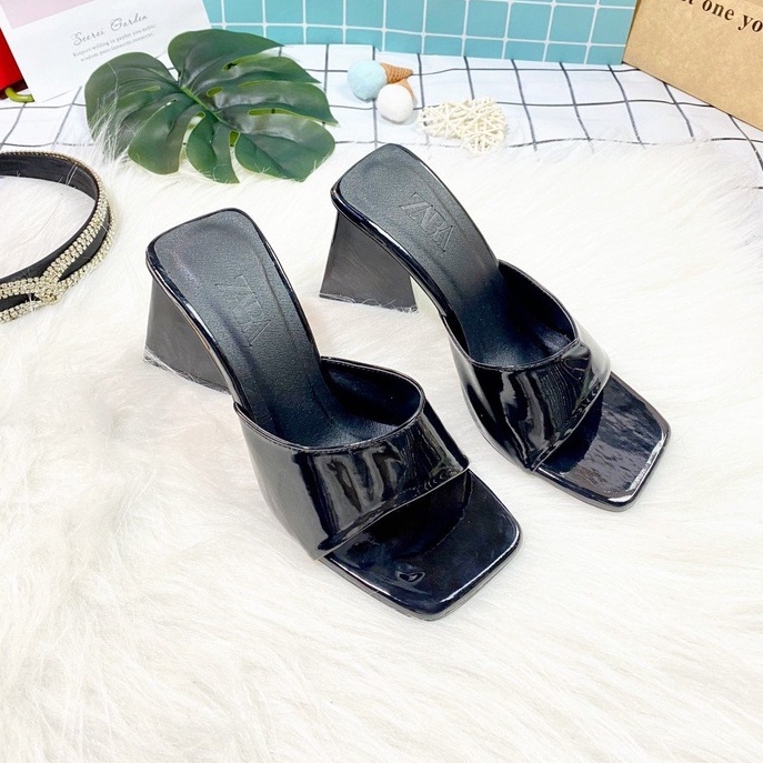 [ Siêu Phẩm ] Giày Cao Gót Nữ Đế Vuông Thời Trang Dáng Guốc Cao 8P Quai Ngang Bản To Cao Cấp GCGQNBT8p