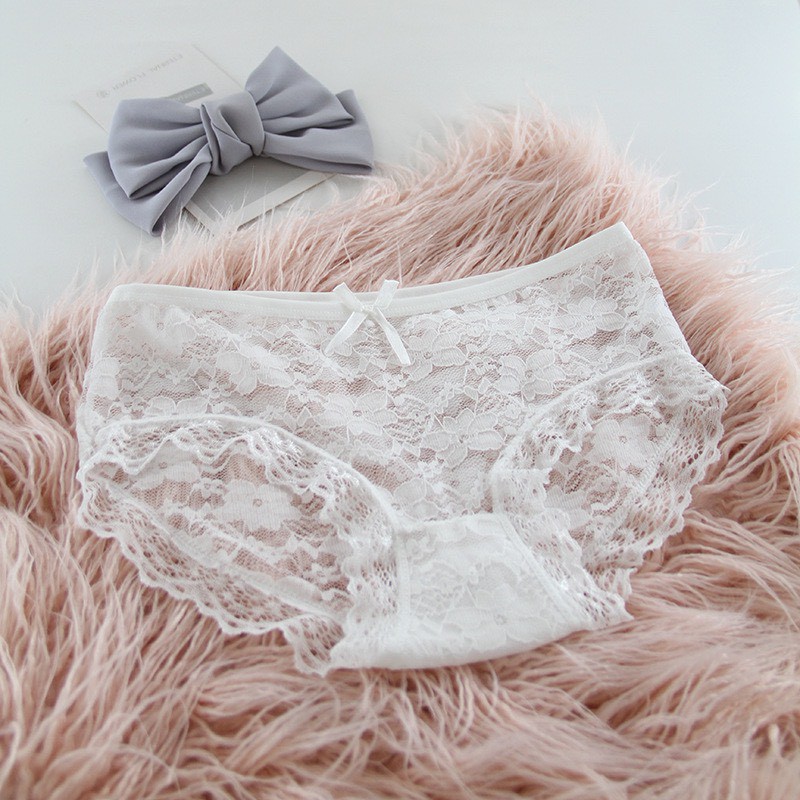 Quần Lót Nữ Cotton cao cấp viền ren buộc đính nơ combo 4 quần mỏng mát tôn dáng mã SETTRANG4