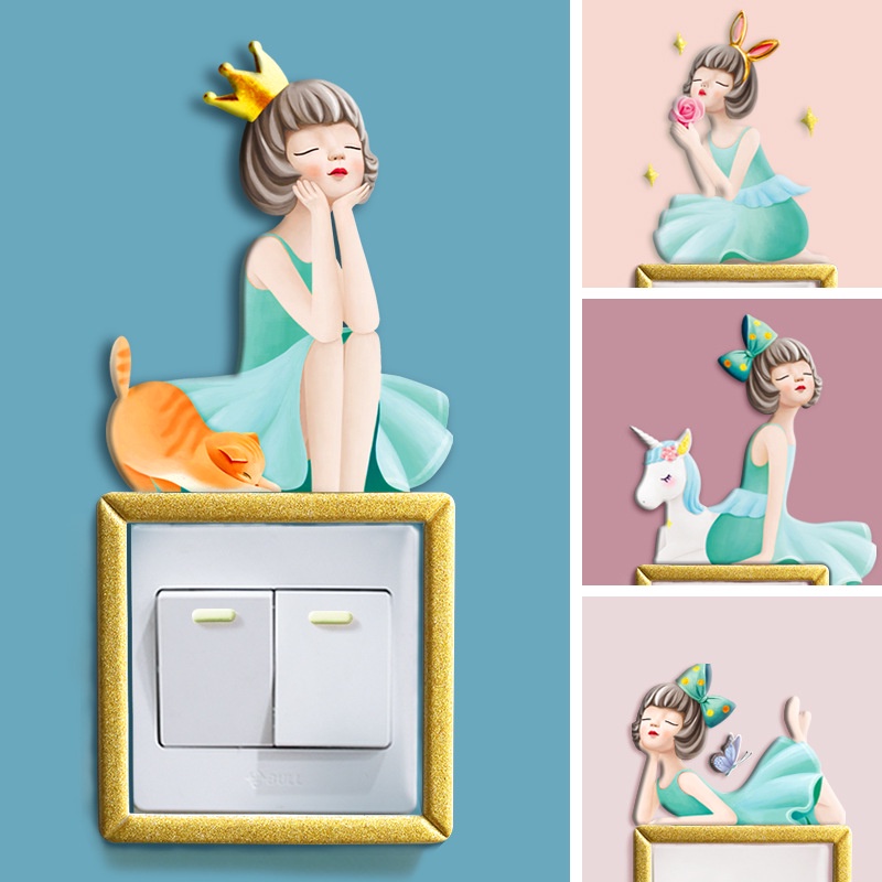 Miếng Dán Dạ Quang Bảo Vệ Công Tắc Gắn Tường Trang Trí Phòng Khách