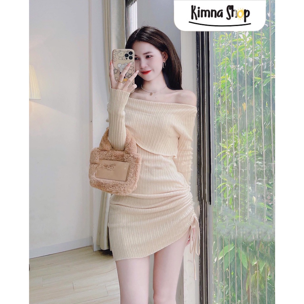 Váy Body Hở Vai Dây Rút - Đầm Body Rút Dây Sexy