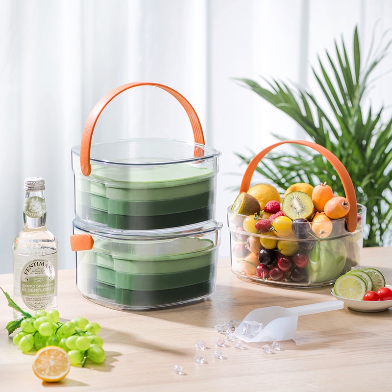 Nitrogen071 Khuôn làm đá với Thùng chứa Tay cầm Đóng đôi có khay hình khối dung tích lớn cho gia đình