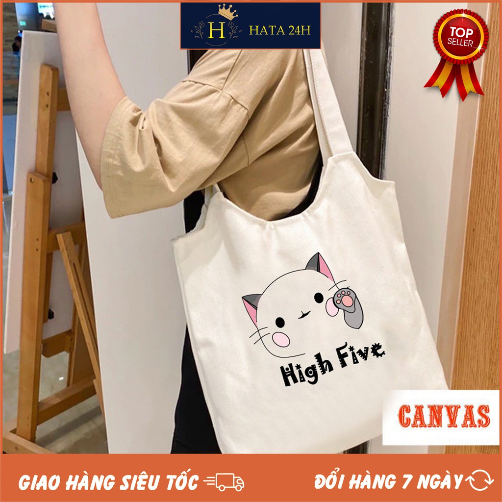 Túi Đeo Vai Vải Canvas Giá Rẻ Có Khóa Miệng 508 1029 High Five Dễ Thương Hàng May Công Ty Chuẩn Đẹp