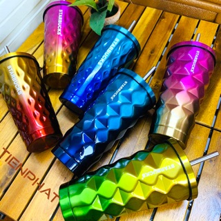 Ly giữ nhiệt Starbucks vân nổi 500ml (tặng ống hút inox - Ảnh thật)