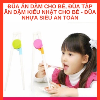 Đũa ăn dặm cho bé, Đũa tập ăn dặm kiểu nhật cho bé - Đũa nhựa siêu an toàn
