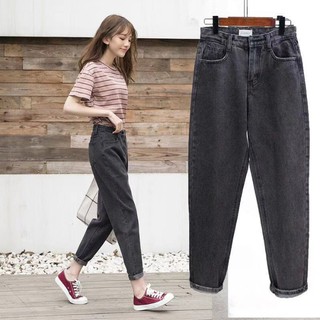 Quần jeans nữ lưng cao ống rộng kiểu Hàn
