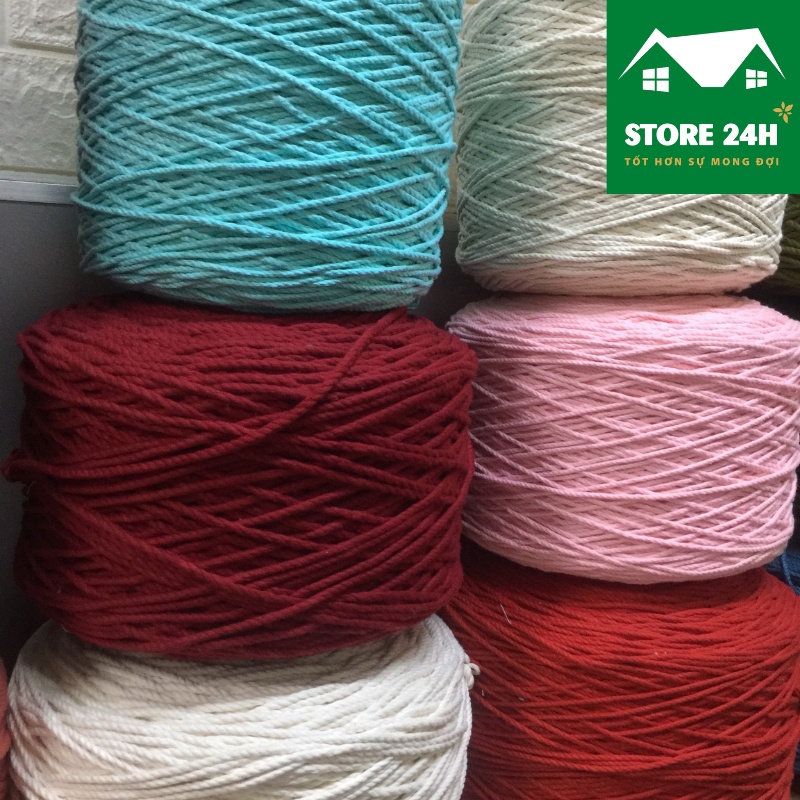 10 mét dây thừng cotton màu 1 xoắn, nguyên liệu làm macrame, làm rèm treo, phối màu đa dạng I Store 24h