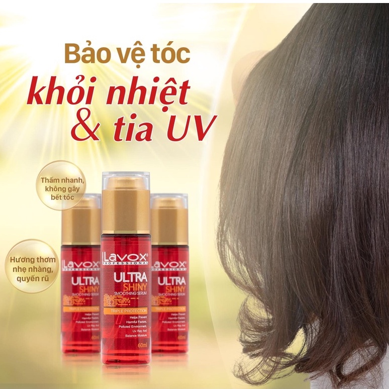 Serum dầu bóng huyết thanh Mollyhair Lavox, phục hồi tóc hư tổn và nuôi dưỡng tóc khô xơ xoăn cứng 60ml