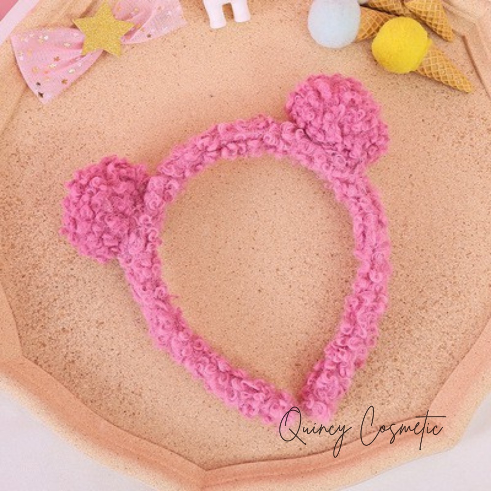 Băng Đô Cài Tóc, Bờm Tóc Lông Cừu Tai Gấu Dễ Thương - Băng Đô Rửa Mặt Trang Điểm Cho Nam Và Nữ QUINCY1141