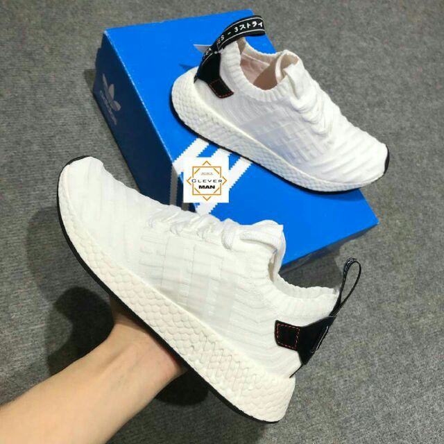 (CÓ SẴN)  GIÀY thể thao NMD R2 WHITE/BLACK Trắng gót đen