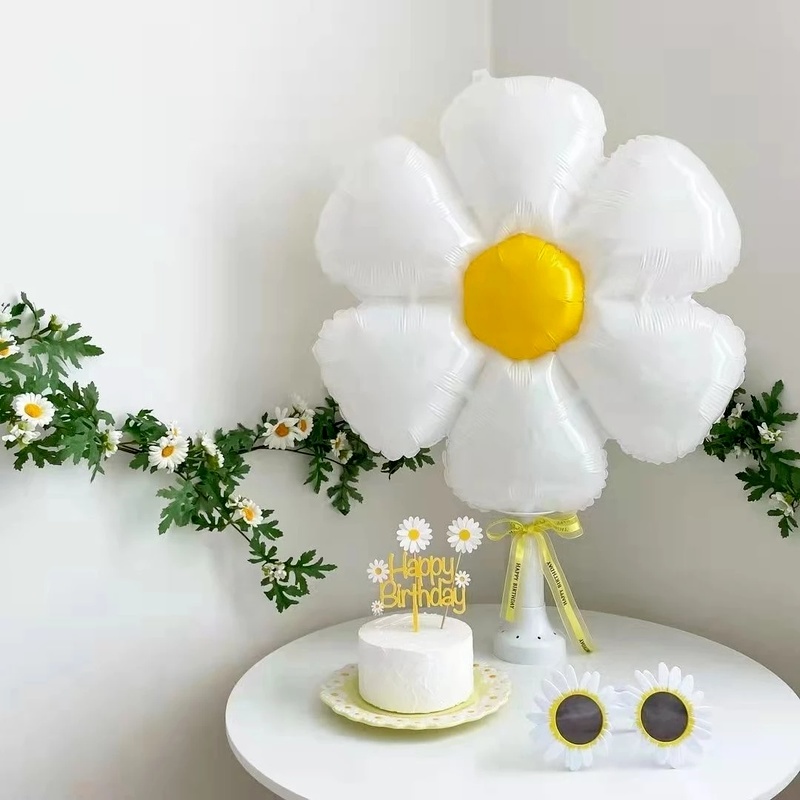 1 Bong Bóng Lá Nhôm Hình Hoa Cúc Trắng Trang Trí Tiệc Cưới / Sinh Nhật / Lễ Tình Nhân