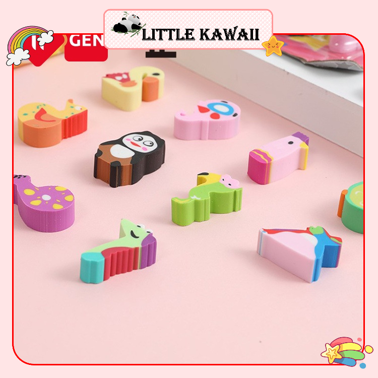 Set 10 cục gôm/ tẩy bút chì động vật thú vị dễ thương iigen