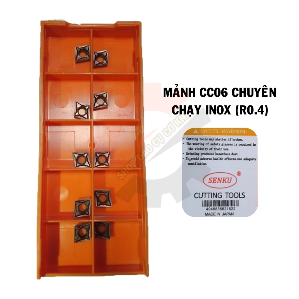 Mảnh chíp tiện CC06/CCMT06 góc mũi R0.4 cao cấp Nhật Bản chạy thép, chạy inox, chạy nhôm