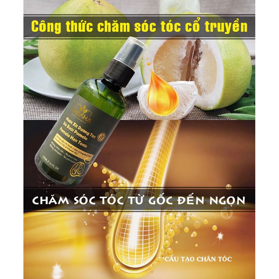 Bộ 2 Chai Xịt Tinh Dầu Bưởi Pomelo Tabaha Ngăn rụng tóc giúp tóc dài và dày hơn (120ml x2)