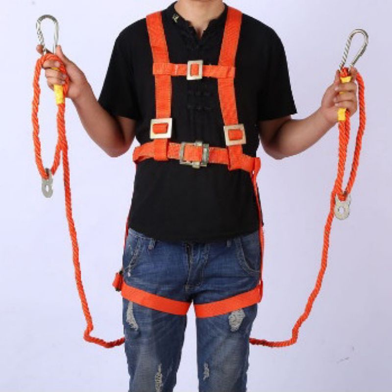 Dây Đai An Toàn Toàn Làm Việc Trên Cao Bằng Sợi Polyester, 2 Móc Thép To