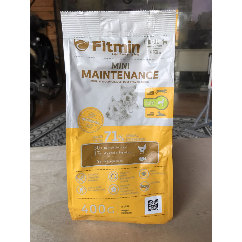 Thức Ăn Cho Giống Chó Nhỏ Đã Trưởng Thành - Fitmin Dog Mini Maintenance-400G