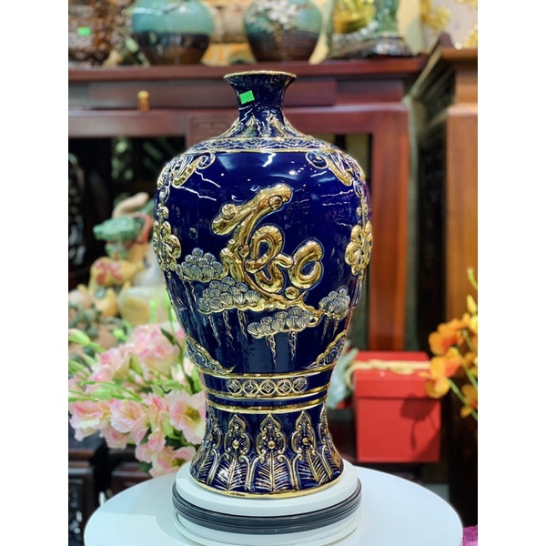 BÌnh phong thủy, Mai Bình Phúc Lộc Thọ Vẽ Vàng Kim HÀNG THỦ CÔNG BÁT TRÀNG CHẤT LƯỢNG CAO - Gốm Sứ Huấn Hải