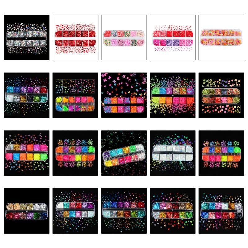 Hộp sequin 12 ô lấp lánh dùng trang trí móng thủ công