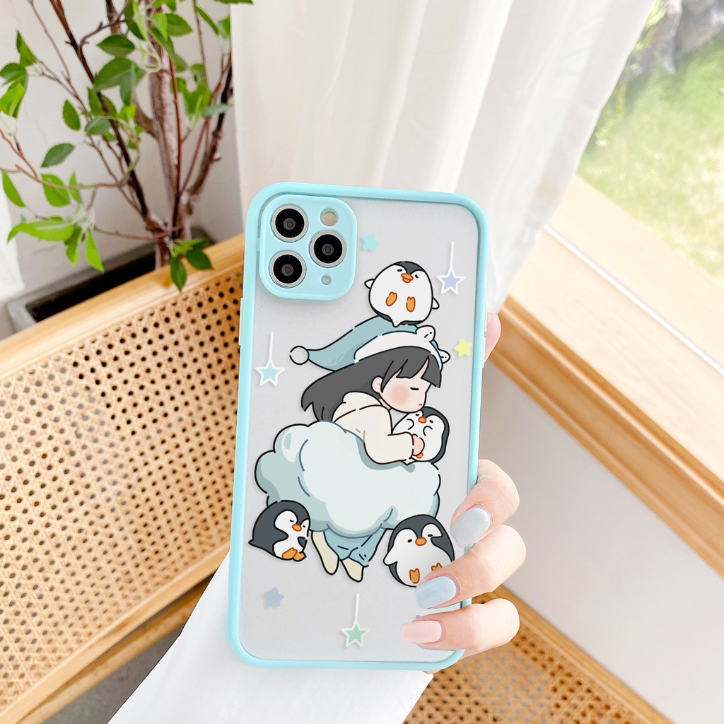 Ốp lưng iphone Bé Cánh Cụt nhám viền nổi cong 5/5s/6/6plus/6s/6splus/7/7plus/8/8plus/x/xr/xs/11/12/pro/max/plus/promax | BigBuy360 - bigbuy360.vn