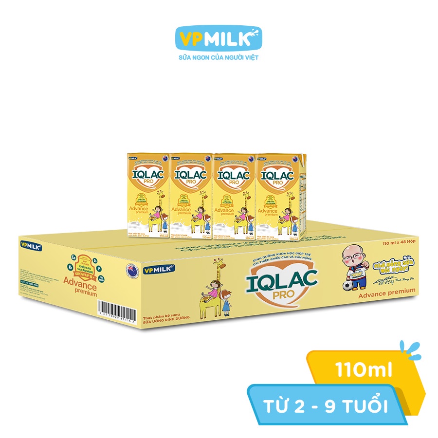 [Mã BMLTA50 giảm 10% đơn 99K] Combo 4 lốc sữa bột pha sẵn VPMilk IQLac Pro advance premium hộp 110ml (lốc 4 hộpx4)
