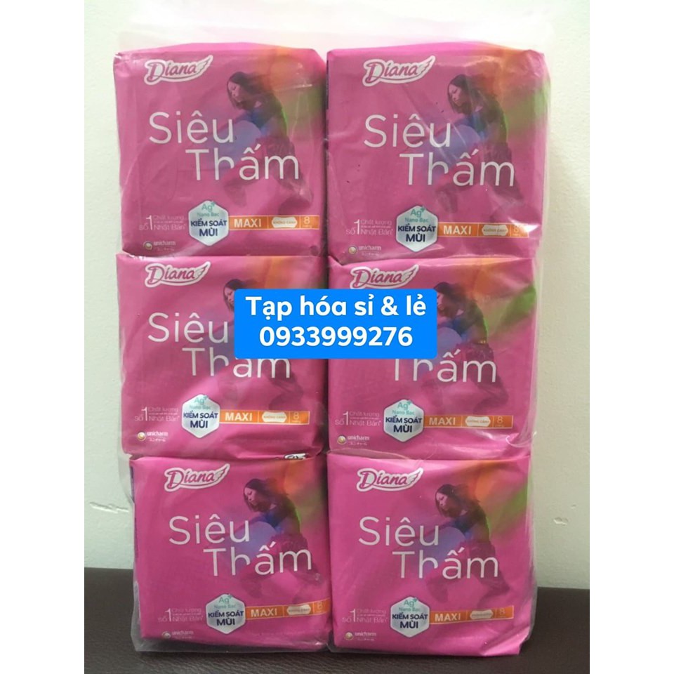 6 Gói Diana MAXI Siêu Thấm Dày Không Cánh/ Dày Có Cánh