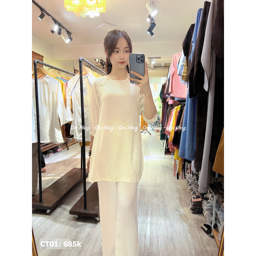 ❣️ ĐỒ LAM ĐI CHÙA GẤM THÁI TUẤN - Mẫu cách tân đính cúc ngọc sang chảnh # pháp phục quần áo Phật tử nữ cao cấp CT01
