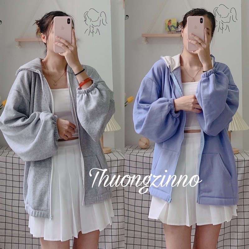 [Ảnh thật/Video]Áo Khoác Nỉ Đỏ đô cá tính Khóa Zip Oversize- Hoodie dáng thụng form rộng dài tay.