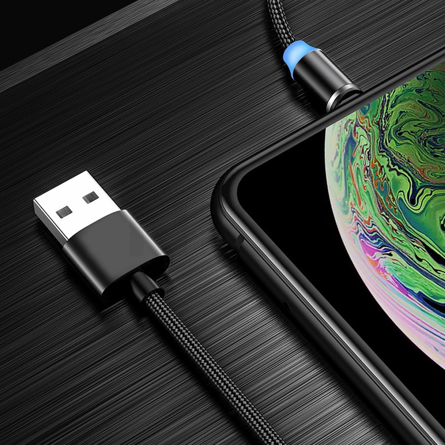 Cáp sạc nam châm 2m có đèn LED cho điện thoại iPhone Android