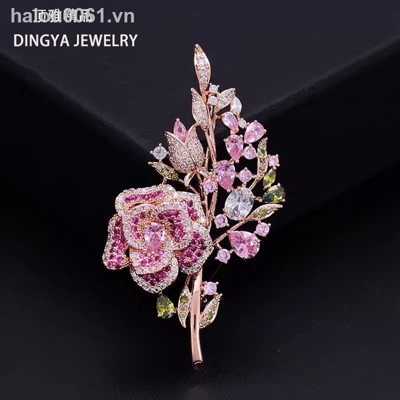 ✿Ready stock✿  One Tree Flower Brooch High-end Luxury Rose Suit Cheongsam Ladies Accessories (Single)