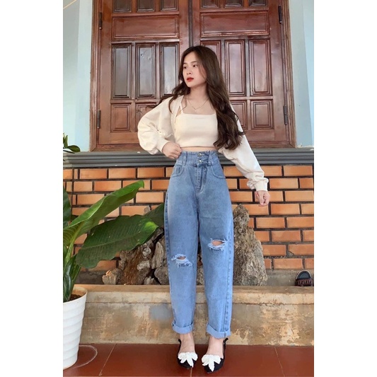 Set baggy jeans 2 nút rách X + Set 2 món áo khoác cánh dơi