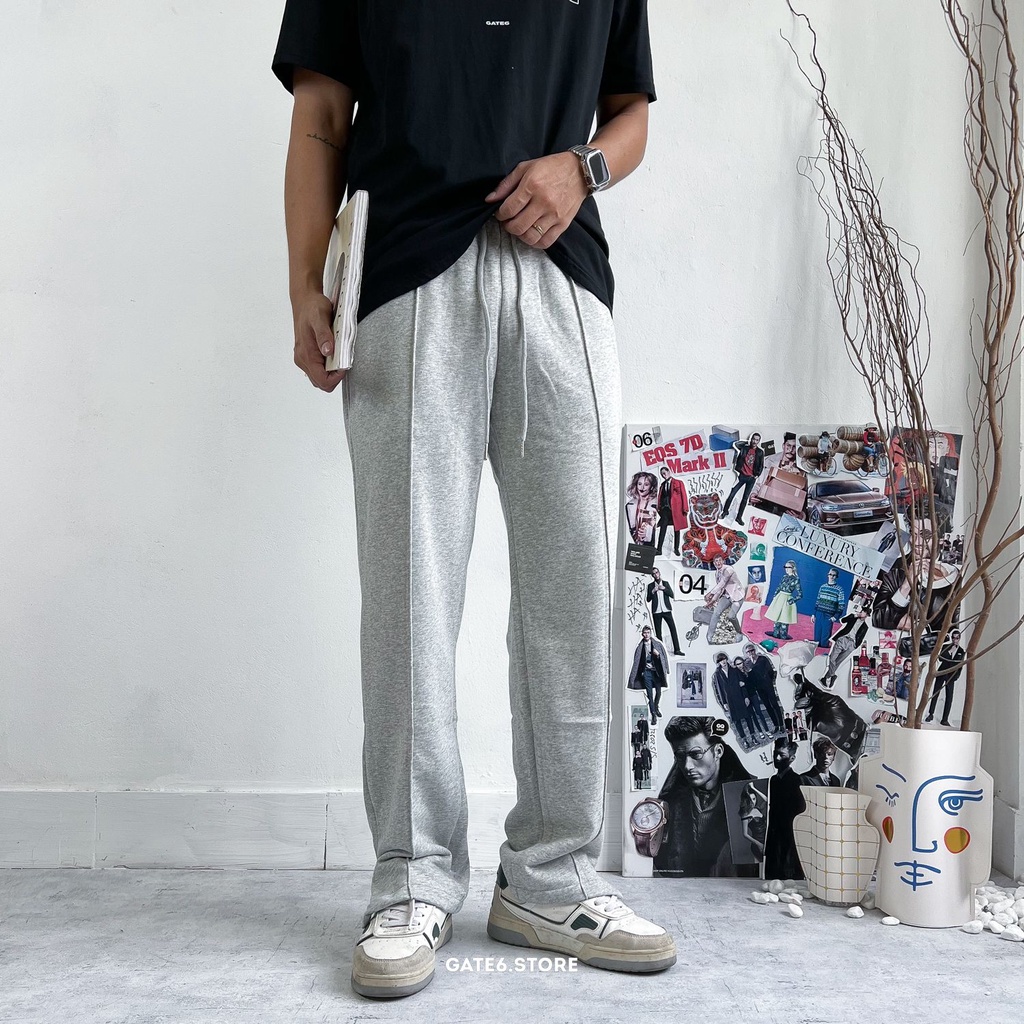 Quần jogger Nam DC, quần nỉ Unisex dáng suông trơn phối zip chân - GATE6 - C132