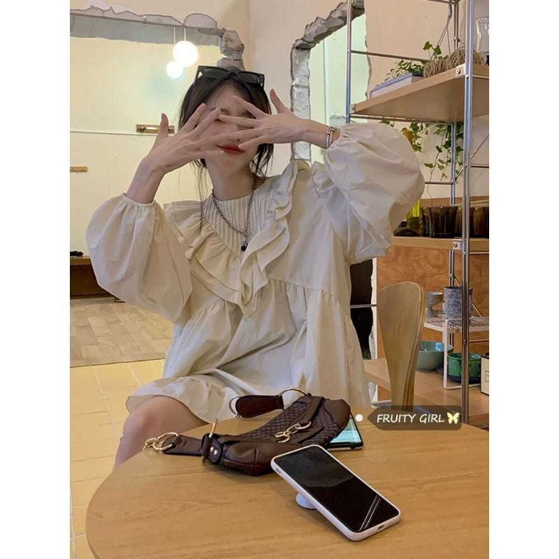 Đầm xoè tiểu thư tay dài siêu xinh