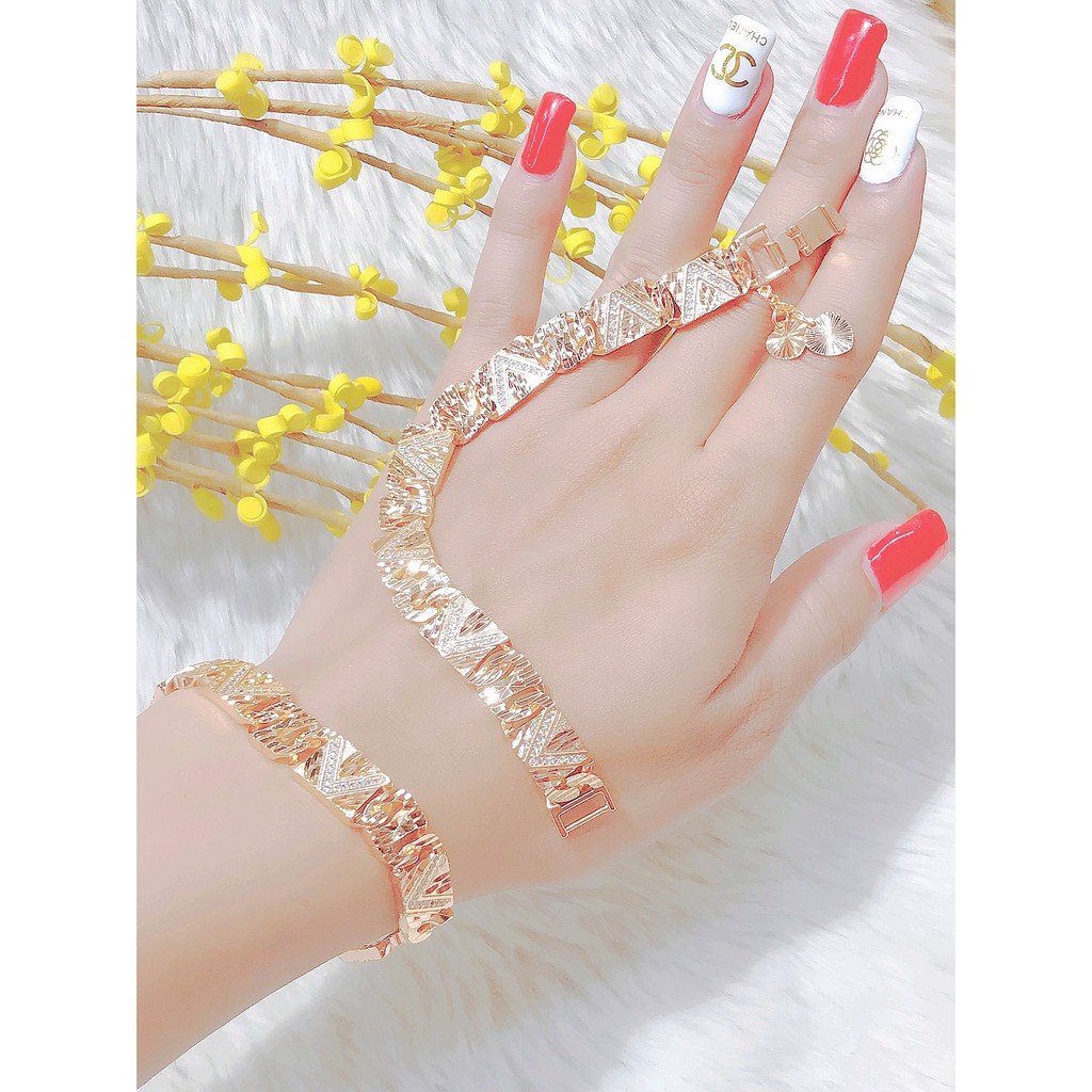 Lắc tay nữ UHA, lắc tay phong thùy bền màu thiết kế cao cấp sáng lấp lánh L37