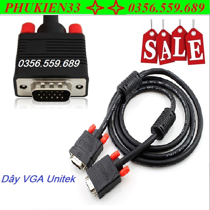 PK-22 Cáp VGA Unitek Dài 1.5M /3M /10M /15M - Cáp VGA Chuẩn HD CHÍNH HÃNG Unitek