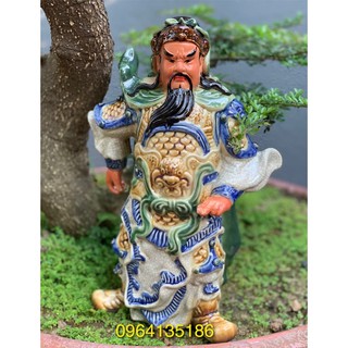 Tượng Quan Công đứng h30cm gốm sứ Bát Tràng