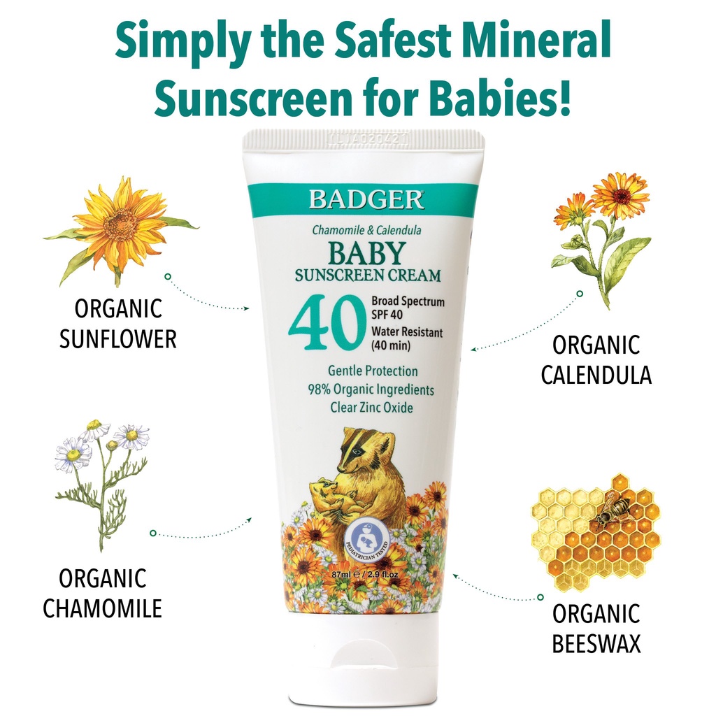 Kem chống nắng vật lý cho em bé BADGER Baby SPF 30 – 87mL