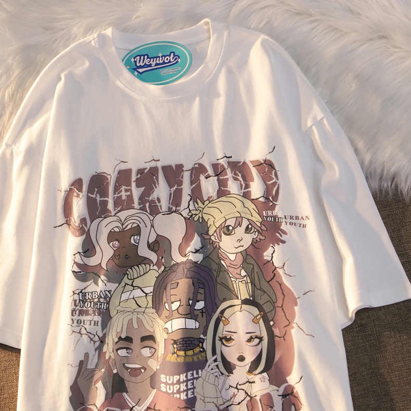 Áo Thun Tay Ngắn Cổ Tròn In Chữ Thập Phong Cách Âu Mỹ Nhật Bản Thời Trang 2022 Cho Nam Và Nữ