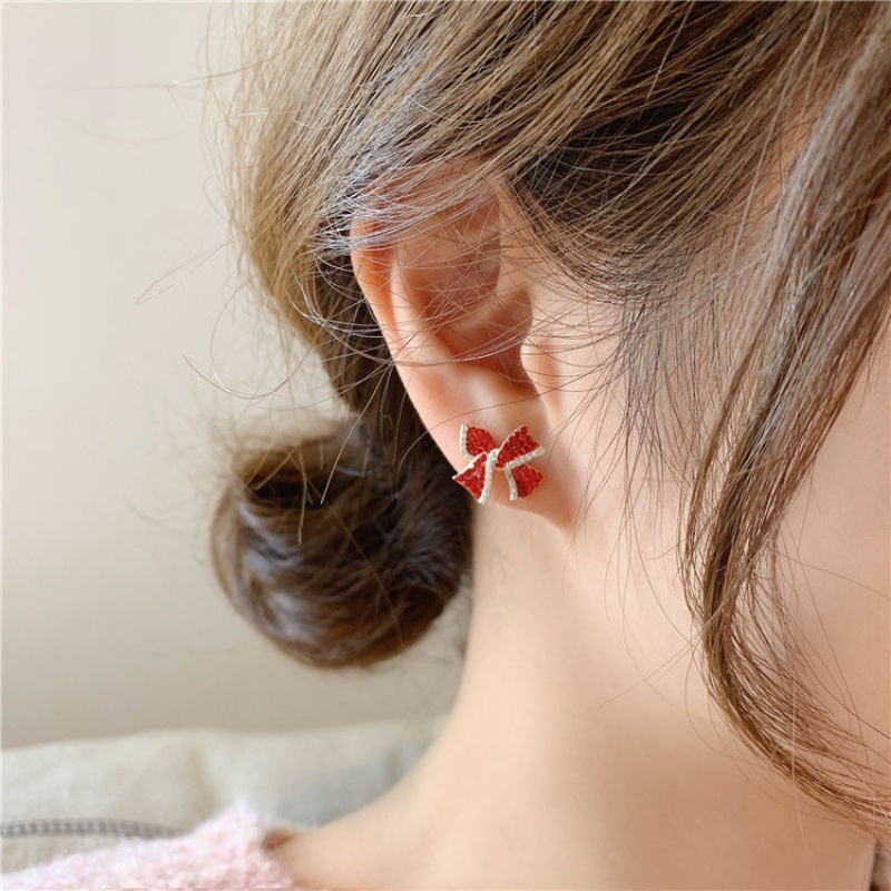 Khuyên Tai Hình Nơ Đính Đá Đơn Giản Tinh Tế Và Tươi Mới