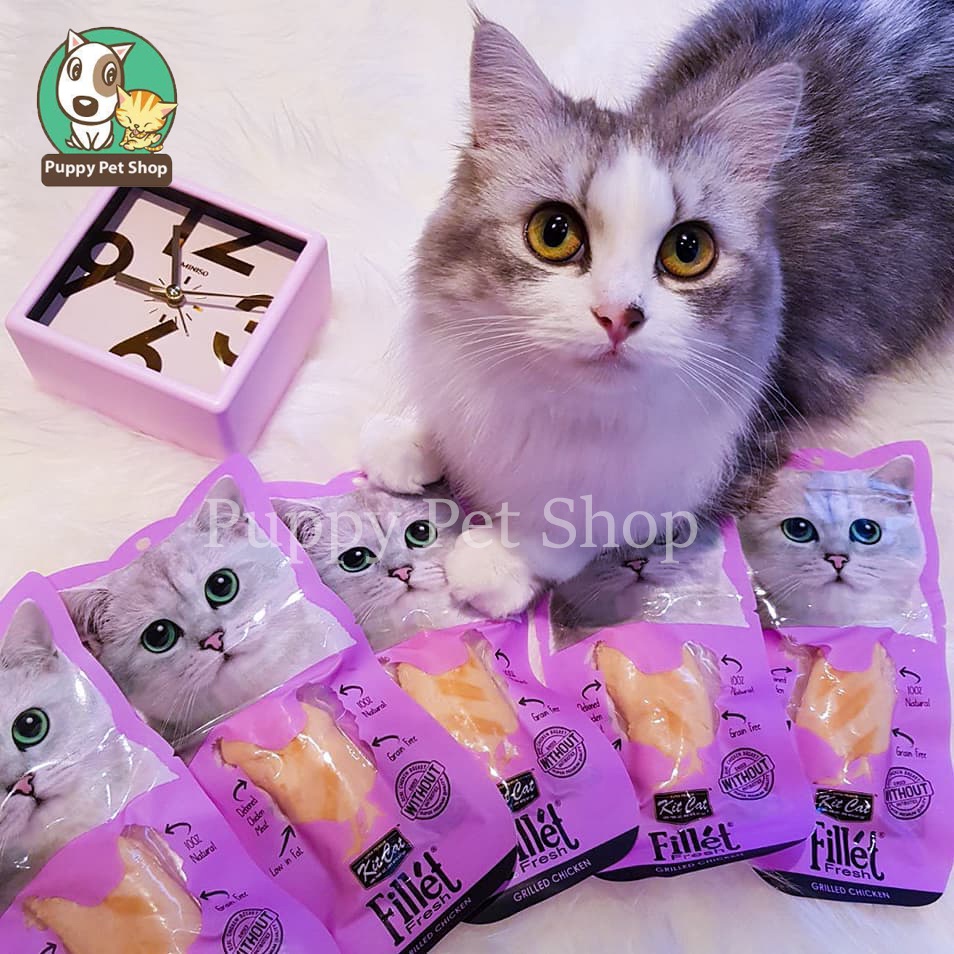 Snack thưởng Phi lê gà và cá ngừ KitCat nguyên miếng cho mèo 30g- Thịt thật siêu thơm ngon