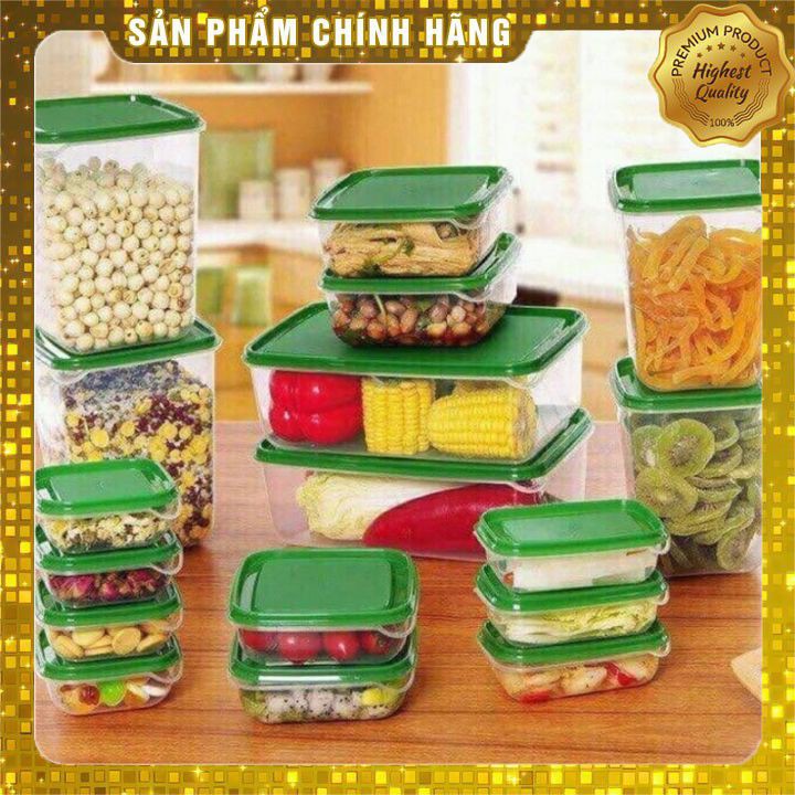 Set 17 Hộp Nhựa Cao Cấp Đựng Thực Phẩm Bảo Quản Tủ Lạnh