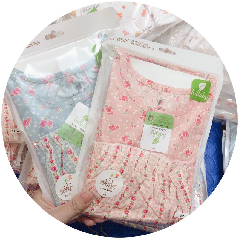 Bộ thô cotton poplin Lullaby cao cấp cho bé gái