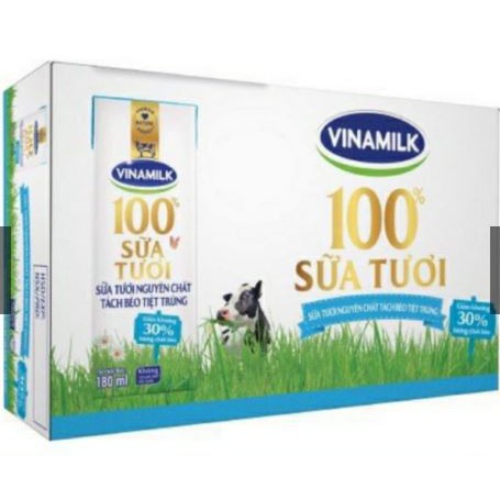 1 thùng 48 hộp sữa vinamilk 180ml có đường ít đường,không đường