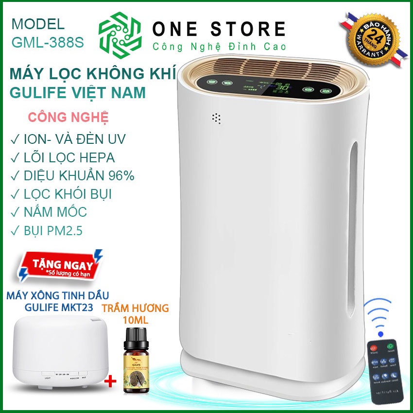 Máy Lọc Không Khí ONESTORE Bộ Lọc HEPA, Diệt Khuẩn UV, Lọc Bụi Mịn PM2.5 Khử Pormaldehyd-GML-388S