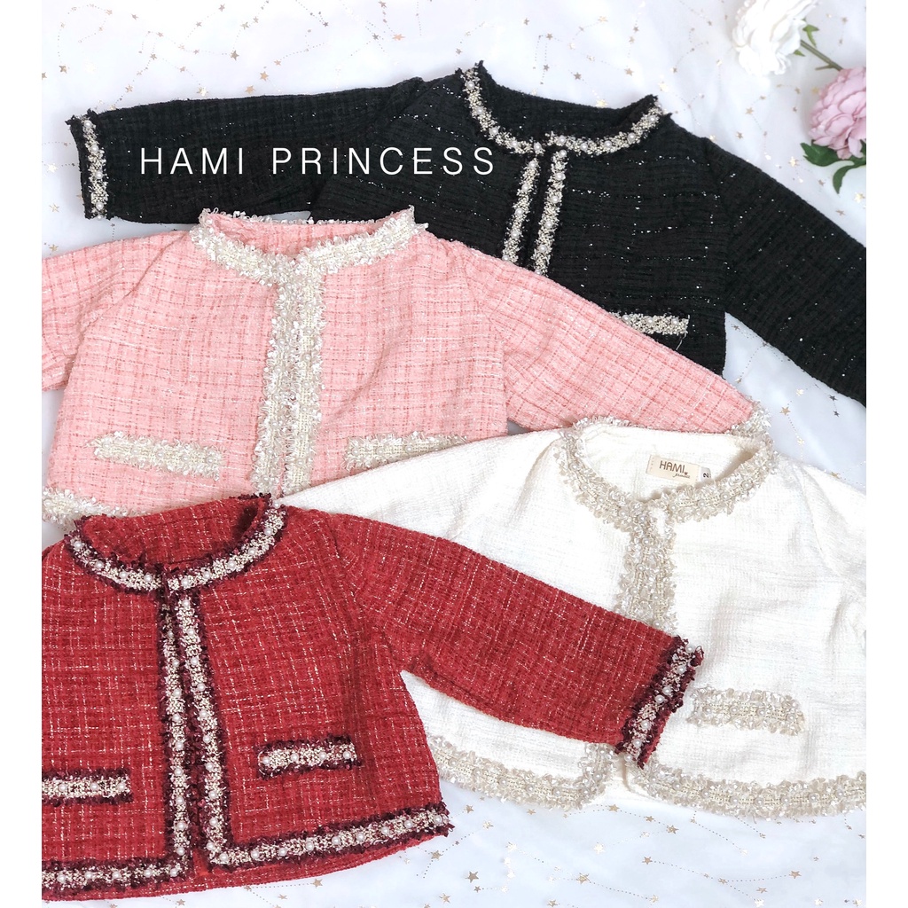 Áo Khoác Dạ Tweed Chanh Xả 4 Màu Cho Bé Gái HAMI PRINCESS ❤️