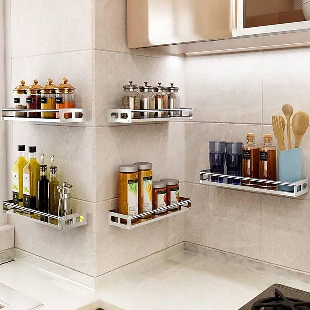 Kệ Đựng Gia Vị  Kệ Gia Vị Inox Giá Đựng Đồ Nhà Bếp Phòng Tắm Đa Năng Gắn Tường KHO GIA DỤNG HOÀNG ANH