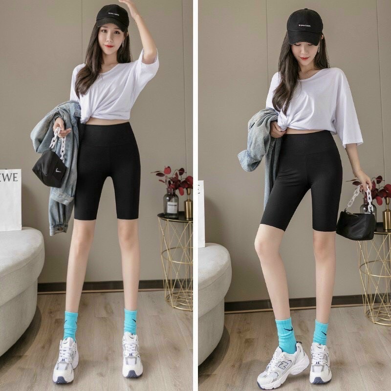 Quần Legging Nữ H&amp;M ngắn không túi màu đen cao cấp, thun co giãn 4 chiều, vải đẹp dày dặn, thoáng mát.