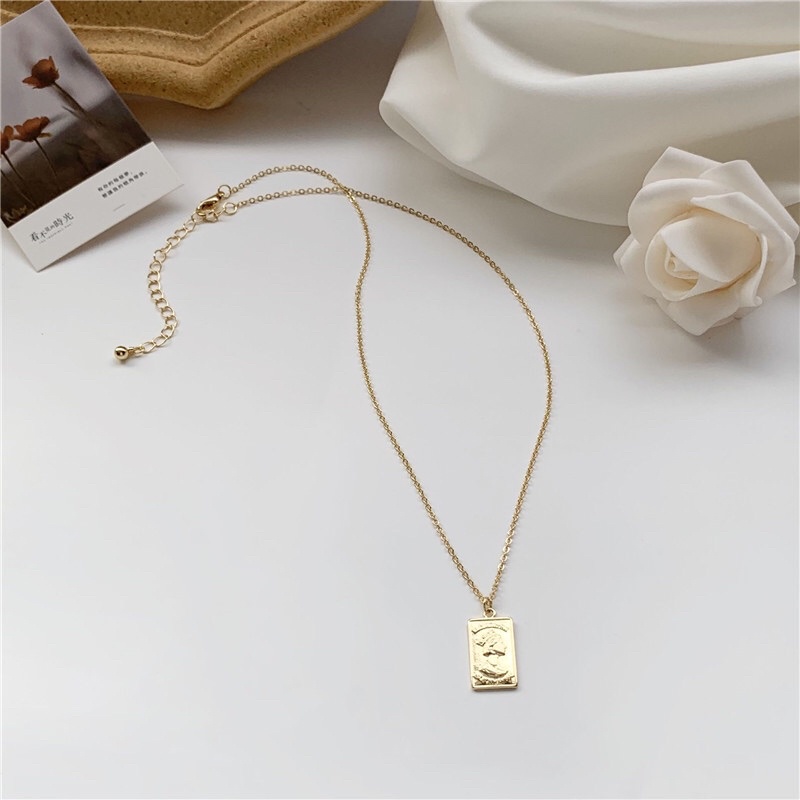 Vòng cổ chữ nhật hợp kim Hàn Quốc chịu được nước
