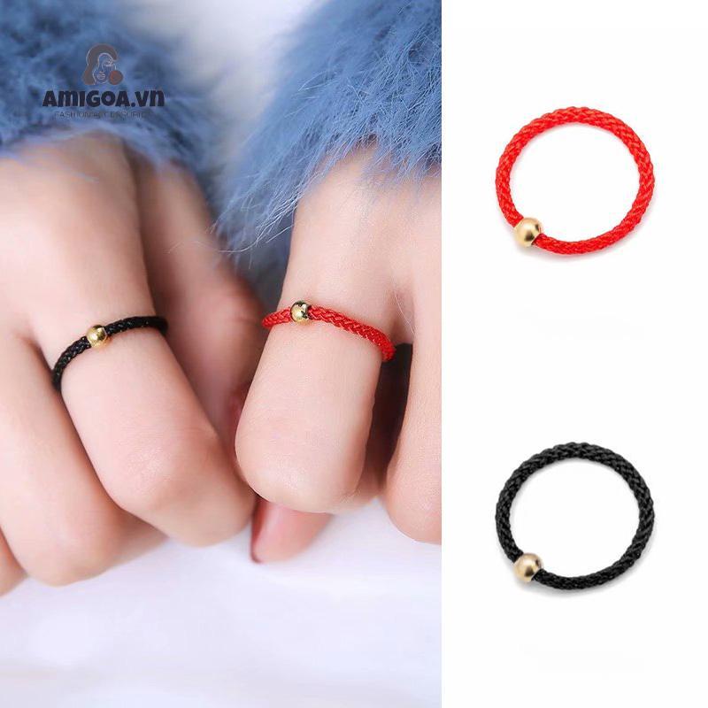 ✨✨Nhẫn Đeo Tay Dây Bện Đính Hạt Vàng Đen Nhỏ Thời Trang Cho Nữ/Sinh Viên/Bạn Bạn Thân