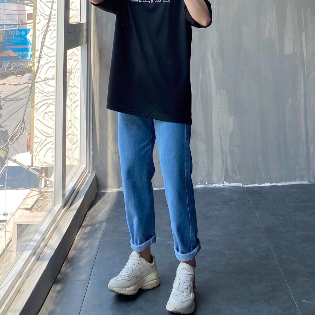Quần Baggy Jean Nam Xanh Đen Dáng Suông Ống Rộng, Quần Jean Nam UNISEX Chuẩn Shop