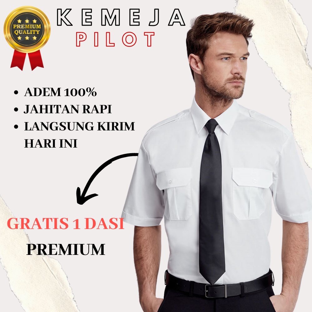 Otti Store 2 Áo Sơ Mi Trắng Đồng Phục Phi Công Màu Trắng Tay Ngắn Kiểu Phi Công Cho Nam