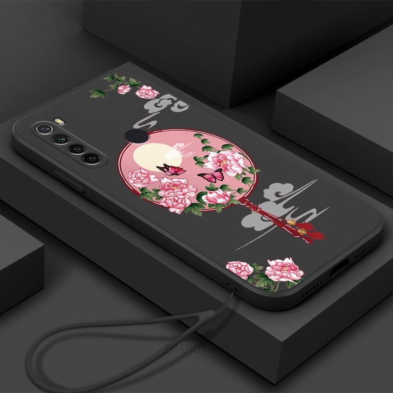 Ốp Điện Thoại Silicon Mềm Họa Tiết Hoa Mẫu Đơn Có Dây Đeo Cho realme 5 5i 5 pro 6i c3